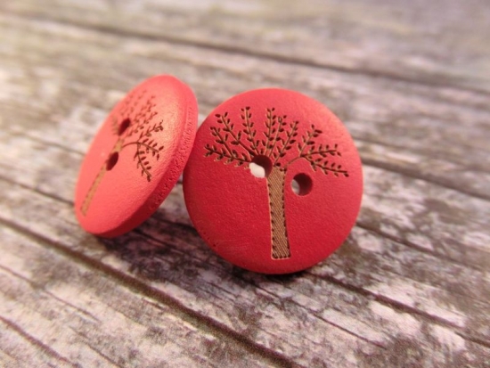Preview: Baum Knopf Ohrstecker Holz Button wood tree rot